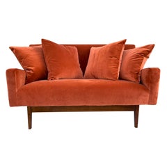 Retro 20th Century American Two Seater Sofa - Walnut Settee by Jens Risom Design