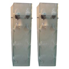 Pair of Pietro Chiesa for Italian Fontana Arte Inspired Glass Sconces