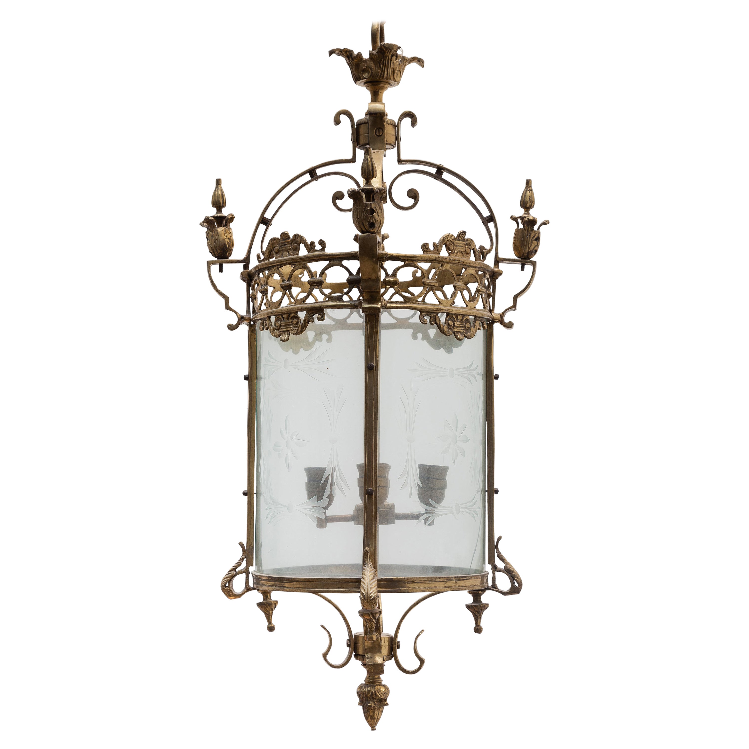 Antique Bronze Hall Lantern, France For Sale