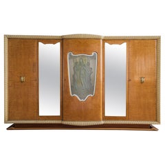 Mid Century Early 1940's Art Deco Wardrobe Made in Burr Elm Wood Veneer