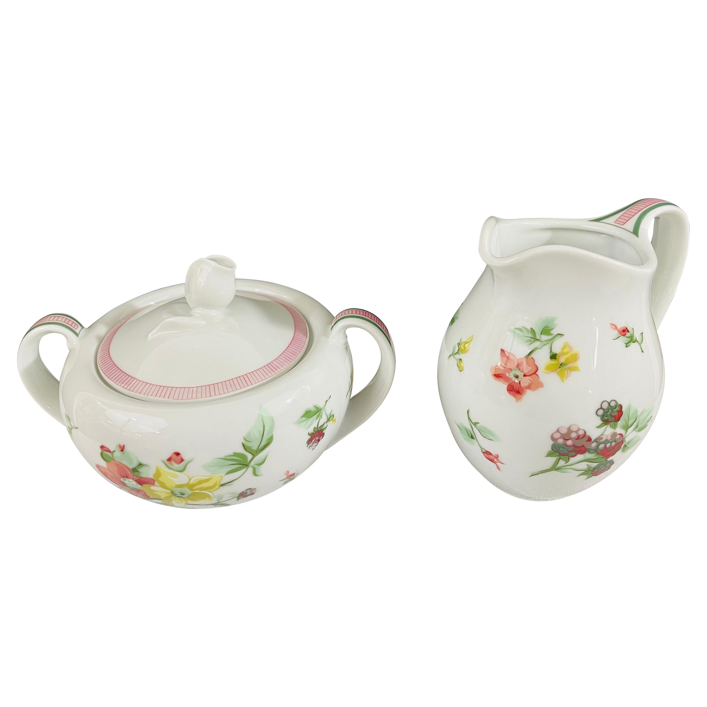 Christian Dior Provence Collection Porcelain Sugar Bowl and Creamer, Set of 2 For Sale