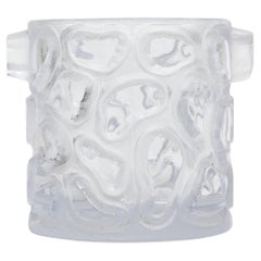 Peill & Putzler Clear Incised Circle Glass Ice Bucket / Vessel Vintage Barware
