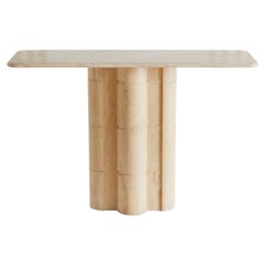 Vintage Italian Travertine Console Table with Column Base