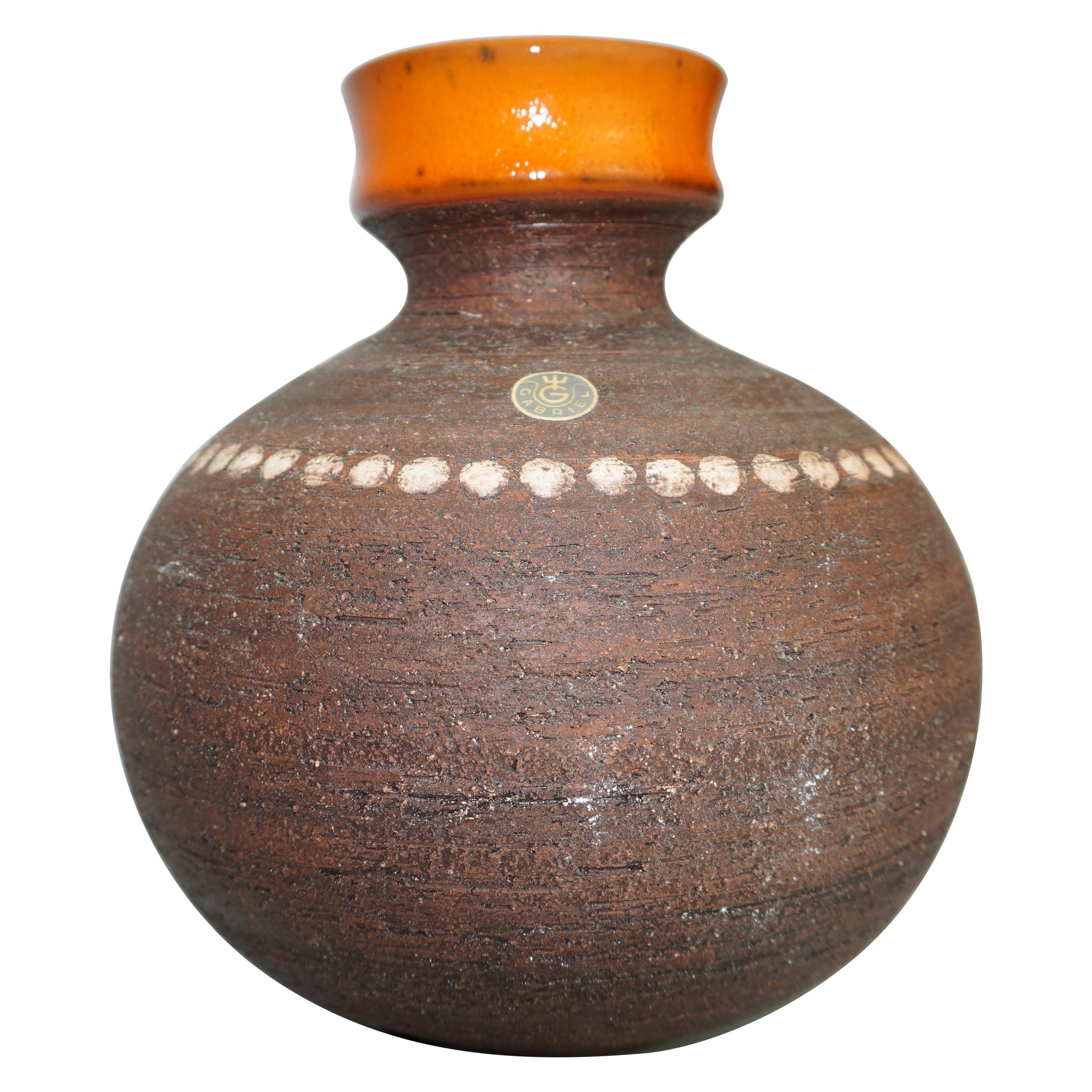 Jarrón de cerámica, Suecia, diseño escandinavo de mediados de siglo, marrón/naranja, c 1960