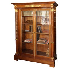 Empire Style Mahogany Bookcase Bibliotheque, French, Late 19th Century