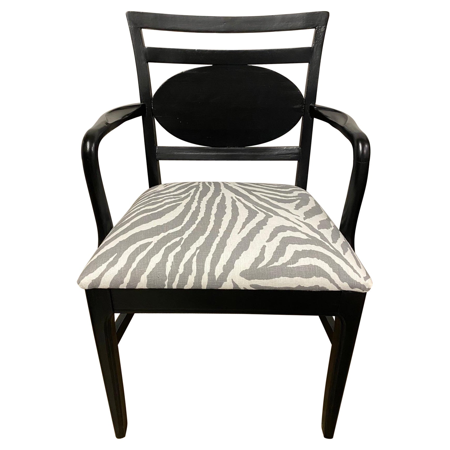 Ebonized Art Deco Style Arm Chair