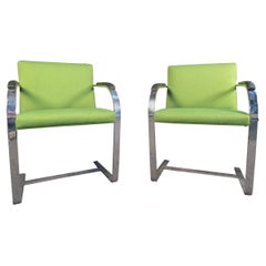 Pair of Vintage Lounge Chairs in Fabric and Chrome