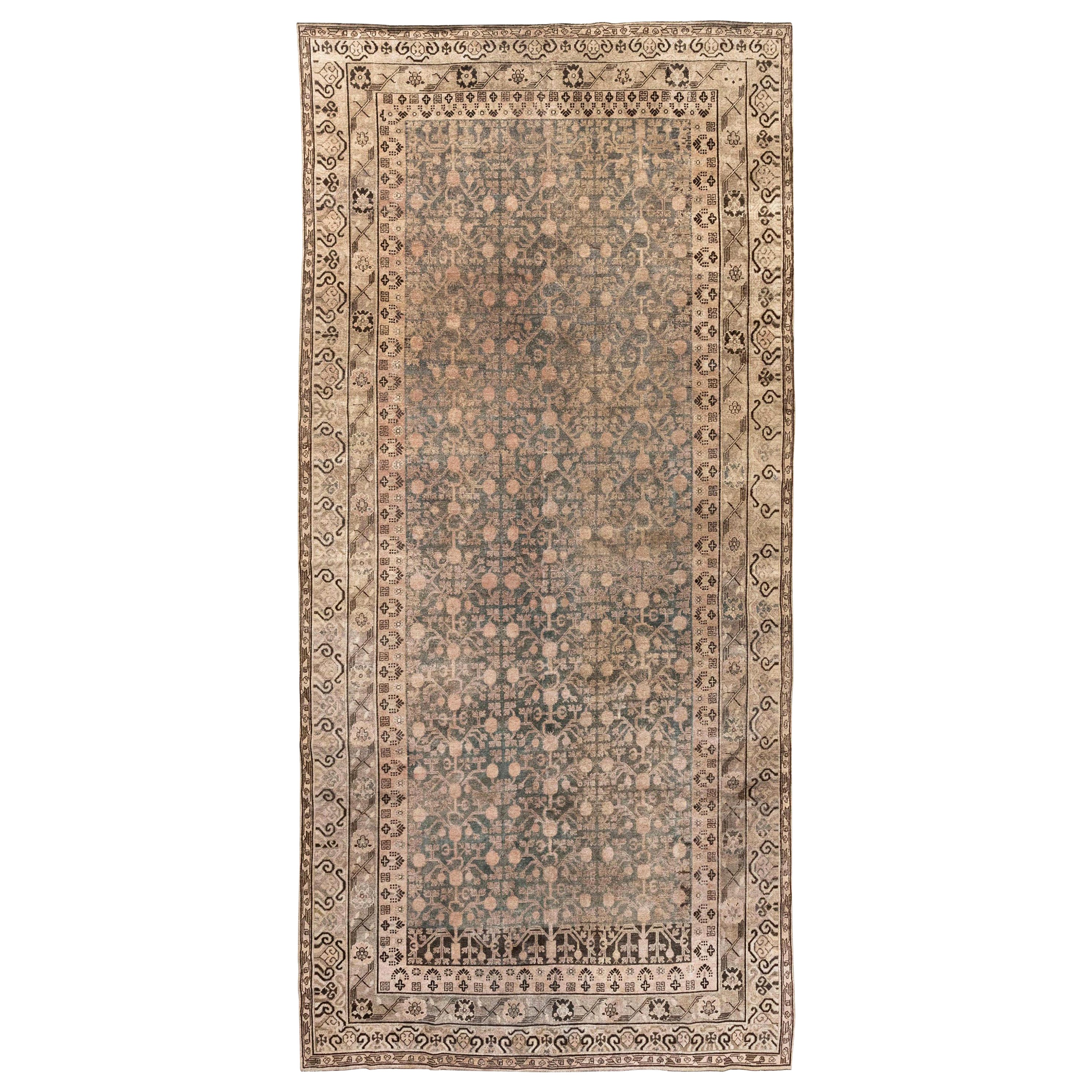 Midcentury Samarkand Hand Knotted Wool Rug For Sale