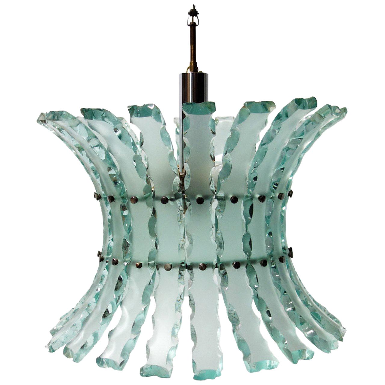 "Broken Glass" Hanging Light Fixture in the Style of Fontana Arte For Sale