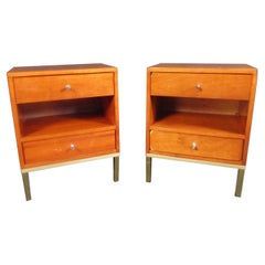 Pair of Vintage Walnut Night Stands in the Style of Paul McCobb