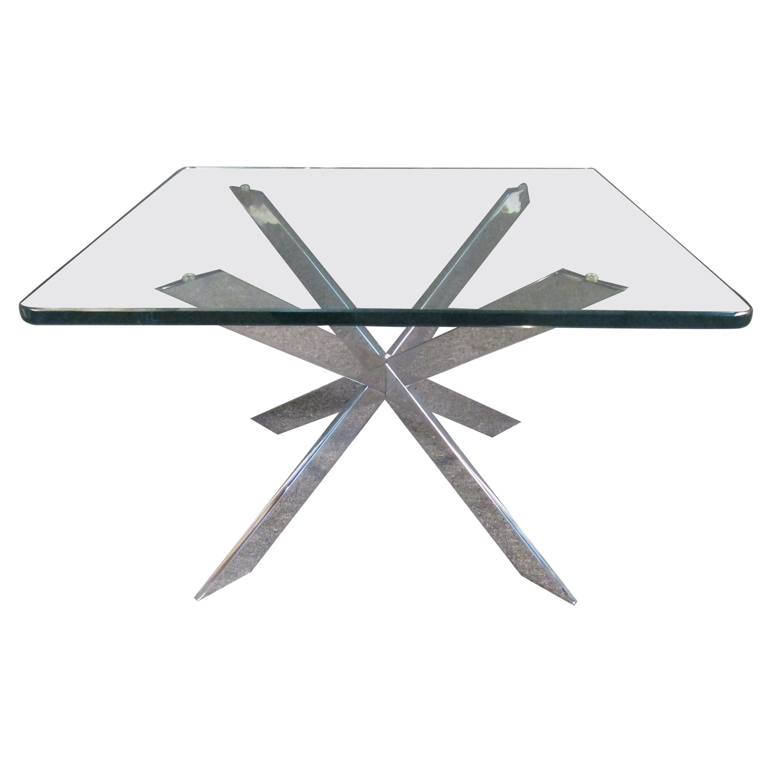 Glass-Topped Chrome Side Table