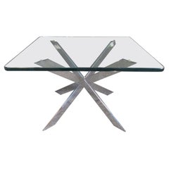 Glass-Topped Chrome Side Table
