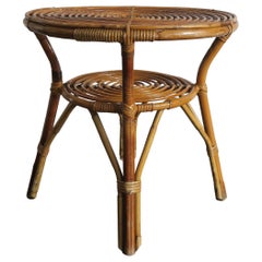 Antique Rattan Bamboo Italian Sofa Table or Coffee Table, Bonacina Style, 1950s