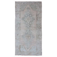 Vintage Muted Turkish Oushak Rug with Medallion in Soft Muted Colors