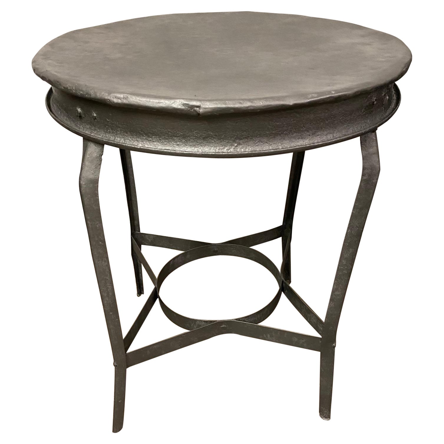 Antique Metal Round Occasional Table