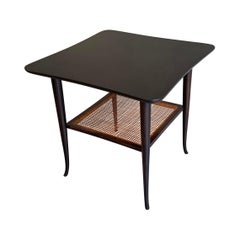 Italian Mid-Century Modern Caned Mahogany Side Table