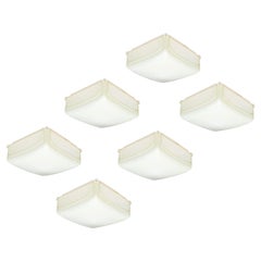 6 Ivory Plastic 1969 Cnosso Wall or Ceiling Lamps by Mangiarotti for Artemide