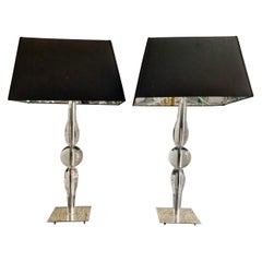 1970 Vintage Pair of Spanish Modern Style Cristal Table Lamps