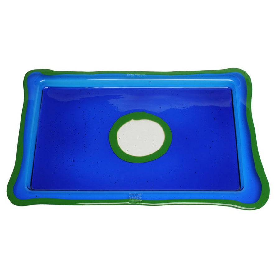 Try-Tray Rectangular Tray in Clear Blue, Matt Green by Gaetano Pesce