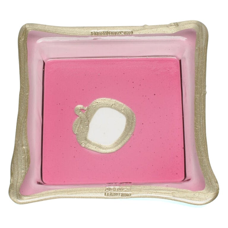 Try-Tray Medium Square Tray in Clear Fuchsia Pink, Bronze by Gaetano Pesce