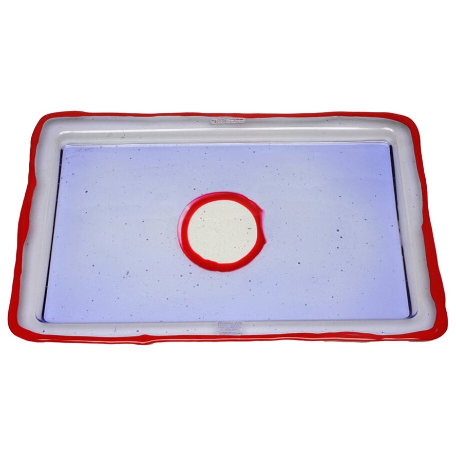 Try-Tray Small Rectangular Tray in Clear Lilac, Matt Red by Gaetano Pesce