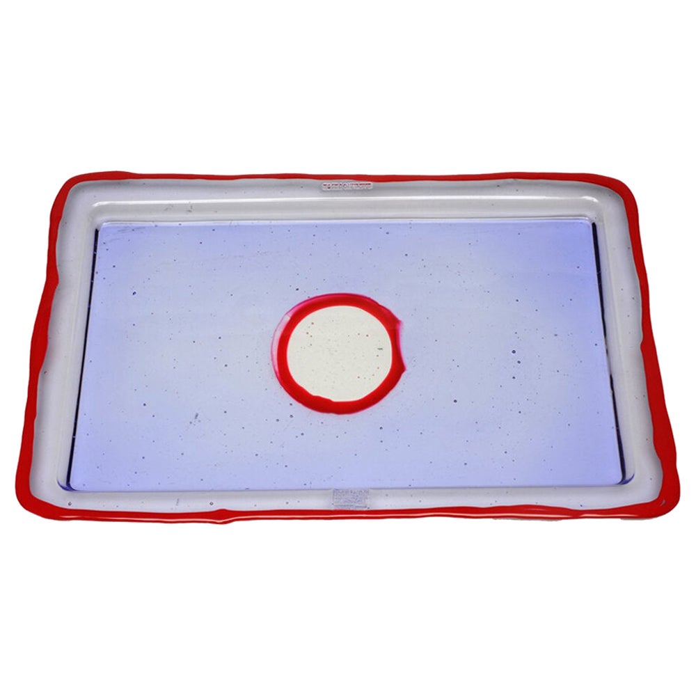 Try-Tray Large Rectangular Tray in Clear Lilac, Matt Red by Gaetano Pesce