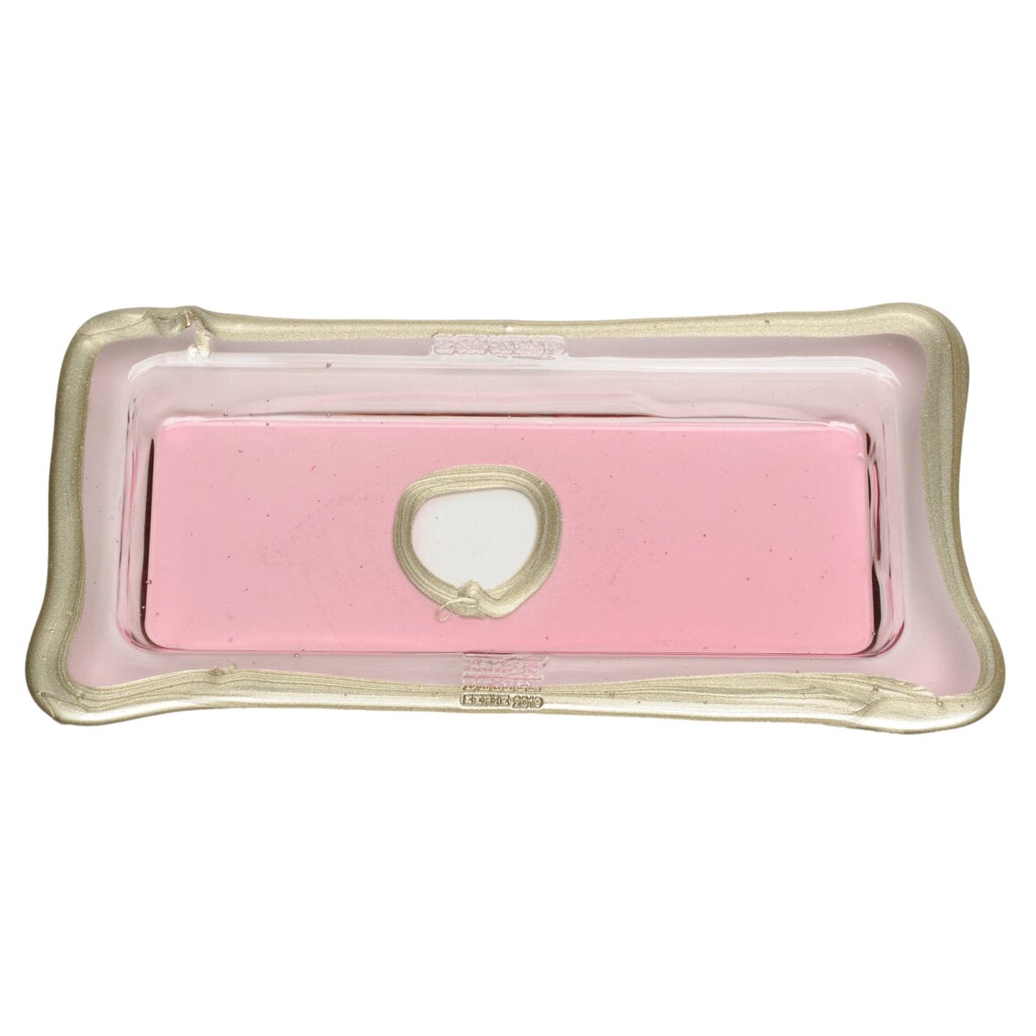 Try-Tray Large Rectangular Tray in Clear Pink, Matt Bronze by Gaetano Pesce For Sale