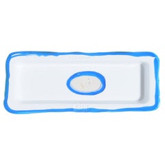 Try-Tray Small Rectangular Tray in Matt White, Clear Blue by Gaetano Pesce