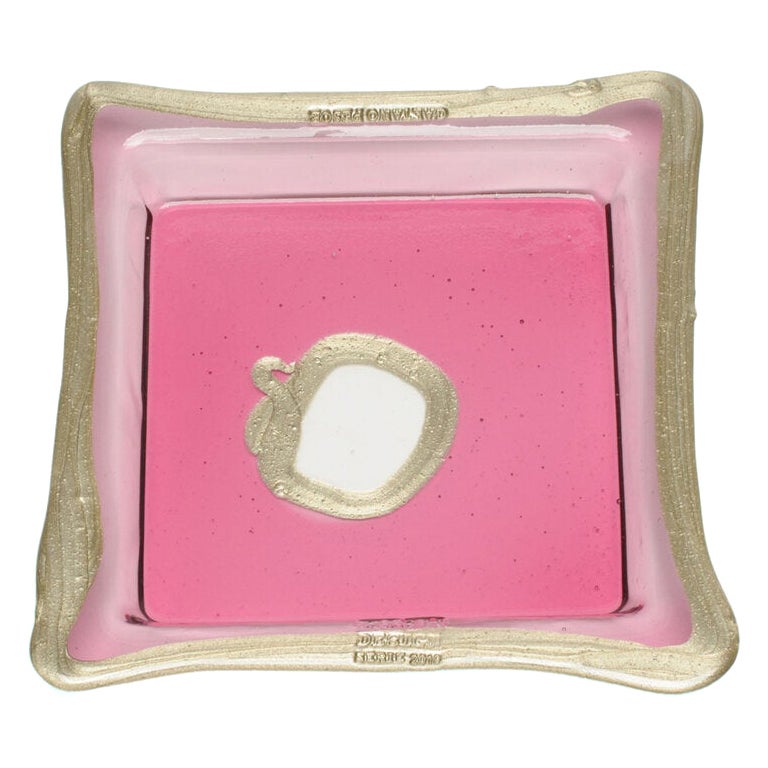 Try-Tray Large Square Tray in Clear Fuchsia Pink, Bronze by Gaetano Pesce For Sale