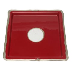 Try-Tray Medium Square Tray in Matt Cherry and Bronze by Gaetano Pesce