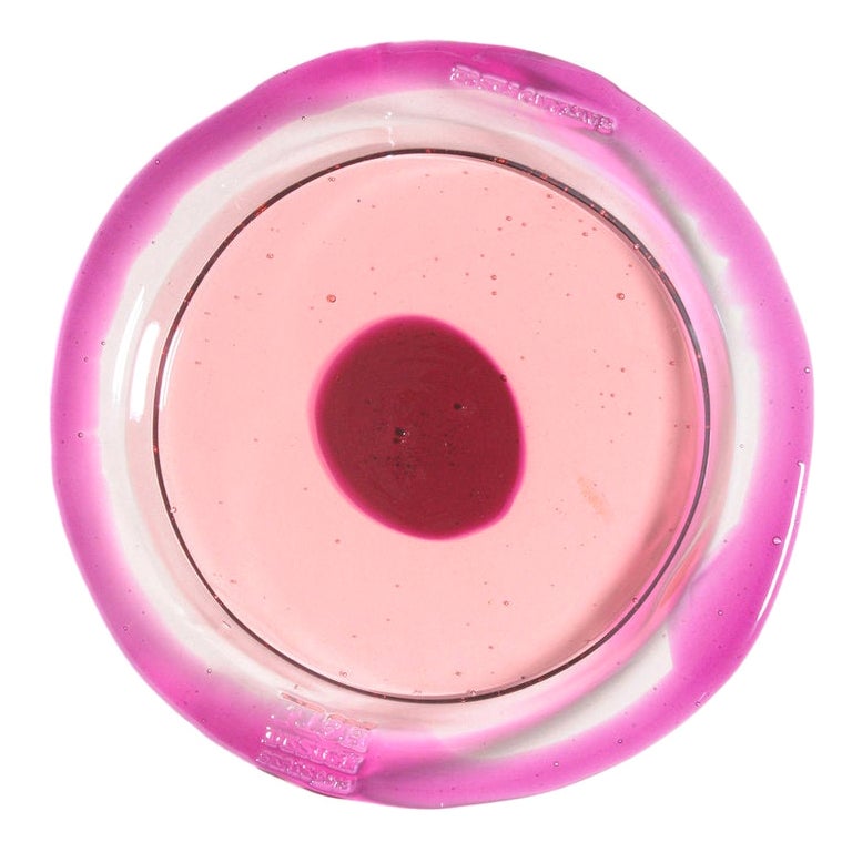 Try-Tray Small Round Tray in Clear Light Ruby, Clear Fuchsia by Gaetano Pesce For Sale