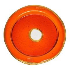 Grand plateau rond Try-Tray en orange clair et or de Gaetano Pesce