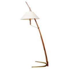 "Dornenstab" Floor Lamp in Teak and Brass by J.T Kalmar