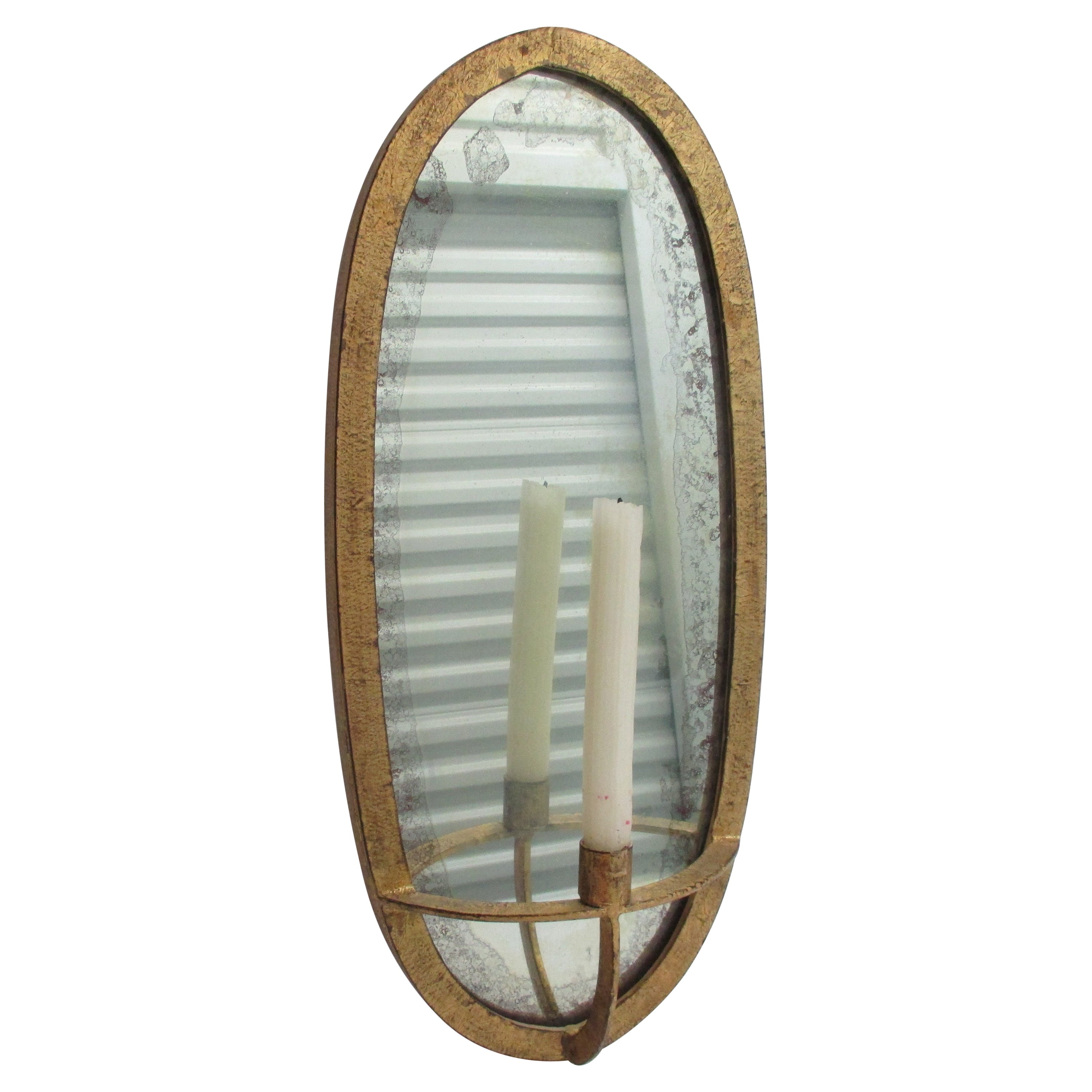 Anthropologie Oval Candle Sconce with Mirrored Back and Antique Gold Finish
