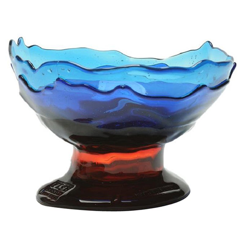 Grand vase Collina extracolore en résine bleu clair, bleu, rubis foncé
