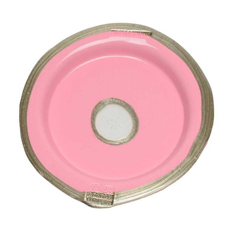 Try-Tray Small Round Tray in Matt Pink, Bronze by Gaetano Pesce For Sale