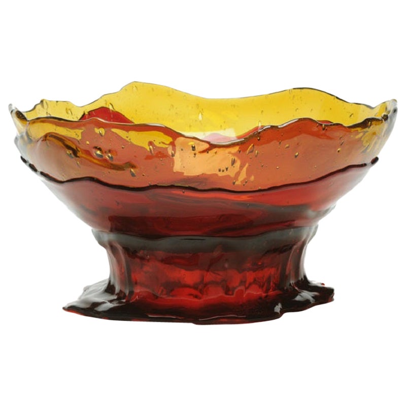 Grand vase Collina Medium en résine extra couleur ambre clair, rubis foncé, fuchsia