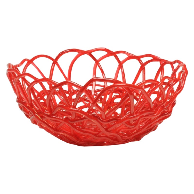 Tutti Frutti II Medium Resin Basket in Matt Red by Gaetano Pesce