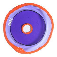 Try-Tray Medium Round Tray in Clear Purple, Matt Orange by Gaetano Pesce
