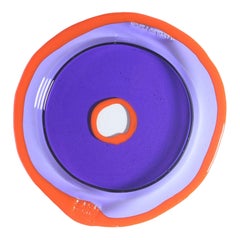 Grand plateau rond « Try-Tray » en violet clair et orange mat de Gaetano Pesce