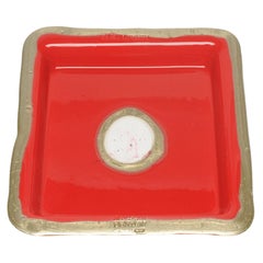 Try-Tray Small Square Tray in Matt Red, Bronze by Gaetano Pesce