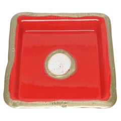 Plateau carré moyen Try-Tray en rouge mat, bronze de Gaetano Pesce