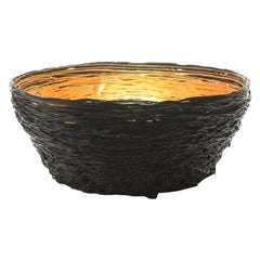 Tutti Frutti I Special Large Resin Basket in Matt Black, Gold by Gaetano Pesce