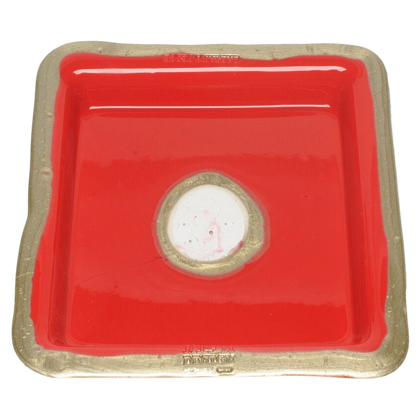 Try-Tray Large Square Tray in Matt Red, Bronze by Gaetano Pesce