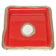 Try-Tray Großes, quadratisches Tablett in mattem Rot, Bronze von Gaetano Pesce