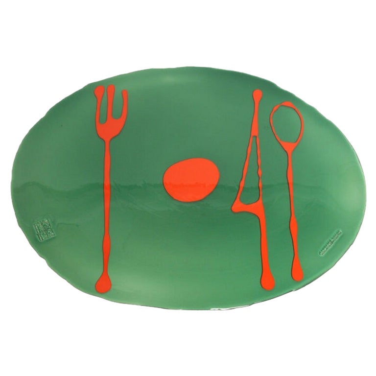 Set of 4 Table Mates Placemats Bottle Green and Matt Orange by Gaetano Pesce For Sale