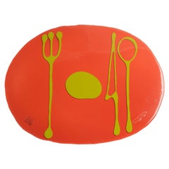 Juego de 4 salvamanteles Table Mates en rubí oscuro y verde ácido mate de Gaetano Pesce