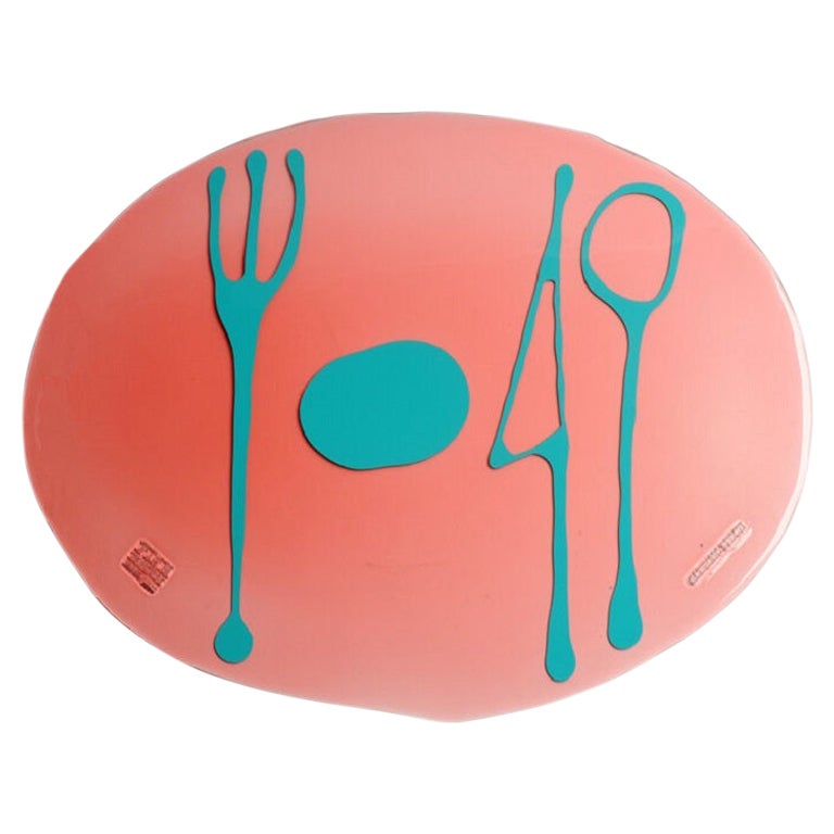 Set of 4 Table Mates Placemats in Clear Rose Pink and Turquoise by Gaetano Pesce For Sale