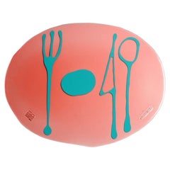 Set of 4 Table Mates Placemats in Clear Rose Pink and Turquoise by Gaetano Pesce