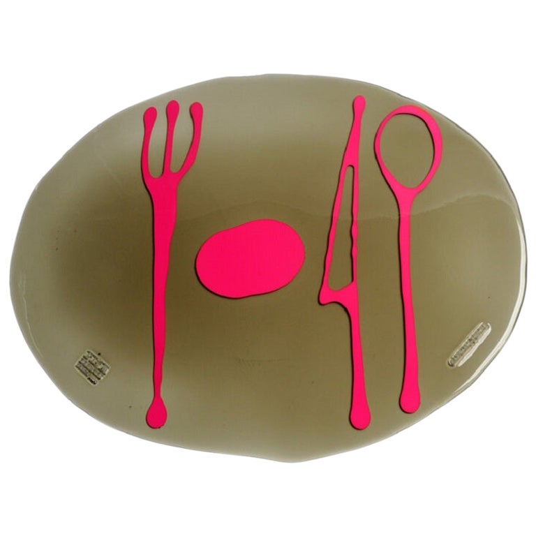 Set of 4 Table Mates Placemats in Clear Fumè and Matt Fuchsia by Gaetano Pesce For Sale